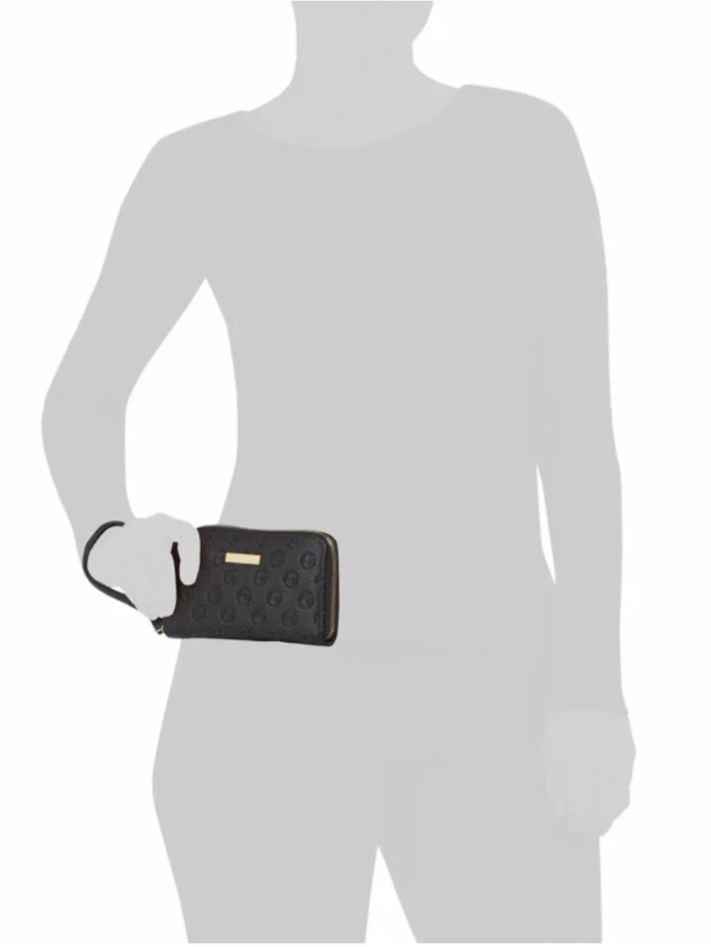 Adrienne Vittadini Logo Embossed Zip Around  Wallet